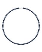 Collier en Argent & Perles de Culture d'Eau Douce Semi Rondes noires 5-6 mm