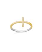 Bague Croix Pavée en Argent doré & Oxydes De Zirconium