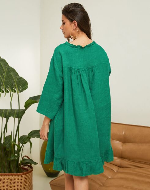 Groene jasmijnjurk van 100% linnen