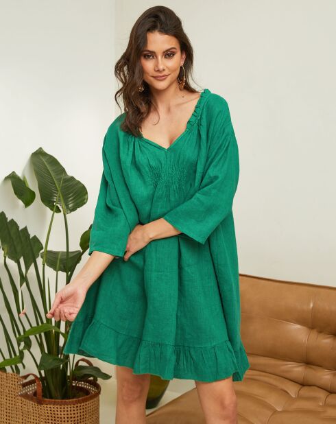 Groene jasmijnjurk van 100% linnen