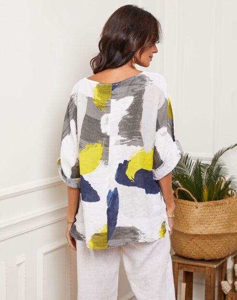 Blouse 100% Lin Krik blanche