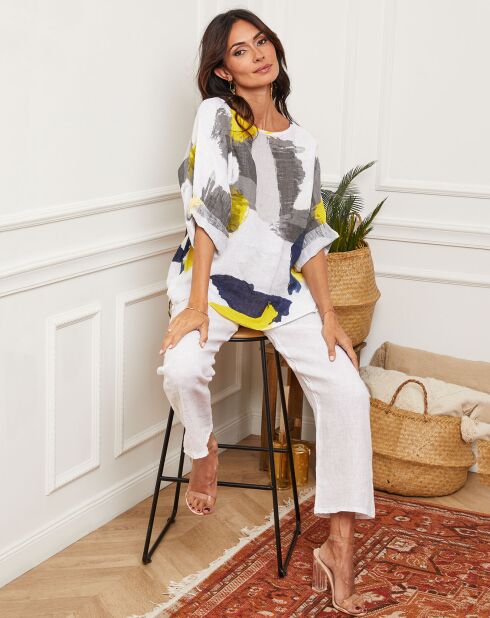 Blouse 100% Lin Krik blanche