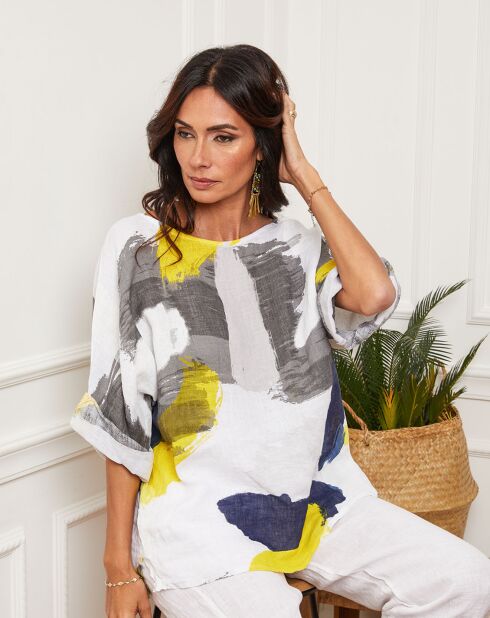 Blouse 100% Lin Krik blanche