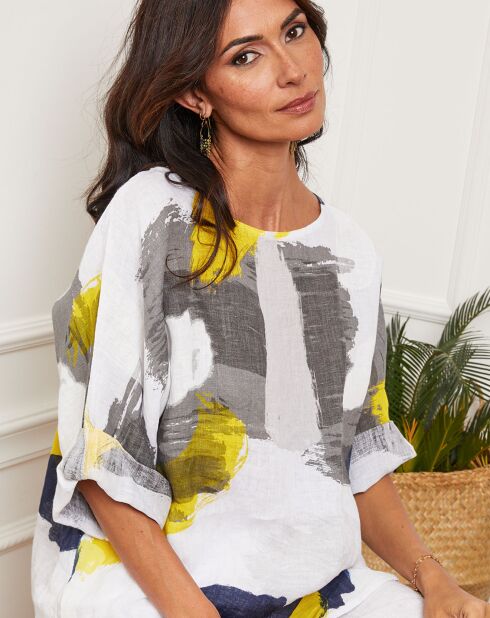 Blouse 100% Lin Krik blanche