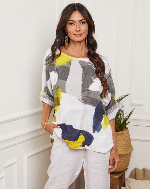 Blouse 100% Lin Krik blanche
