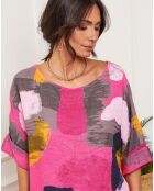 Blouse 100% Lin Krik fushia