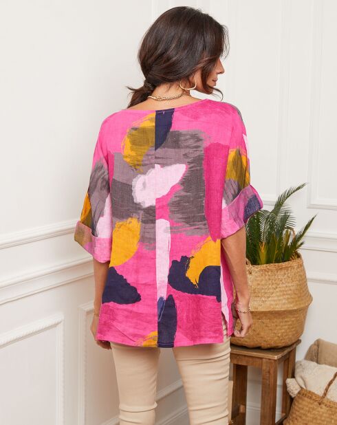 Blouse 100% Lin Krik fushia