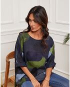 Blouse 100% Lin Krik marine