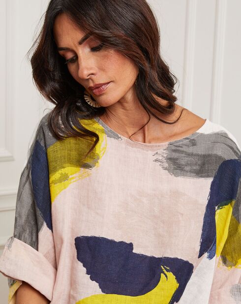 Blouse 100% Lin Krik rose