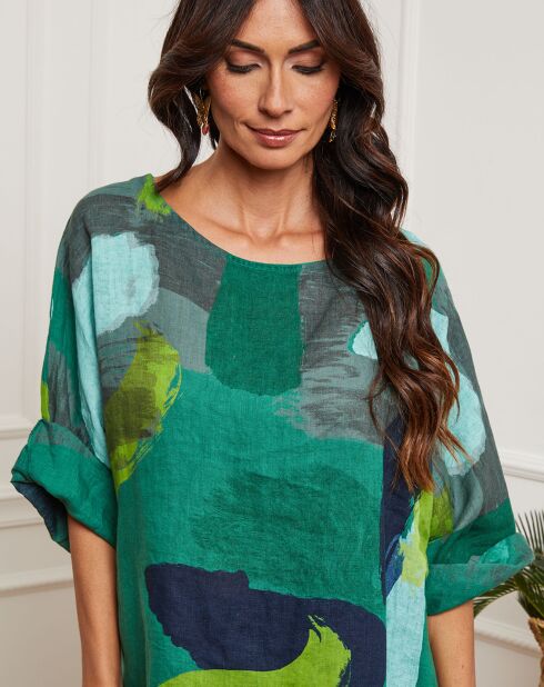 Blouse 100% Lin Krik verte