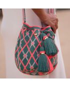 Sac porté épaule Large Bosque vert/rose - 22x18 cm