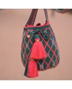 Sac porté épaule Large Bosque vert/rose - 22x18 cm