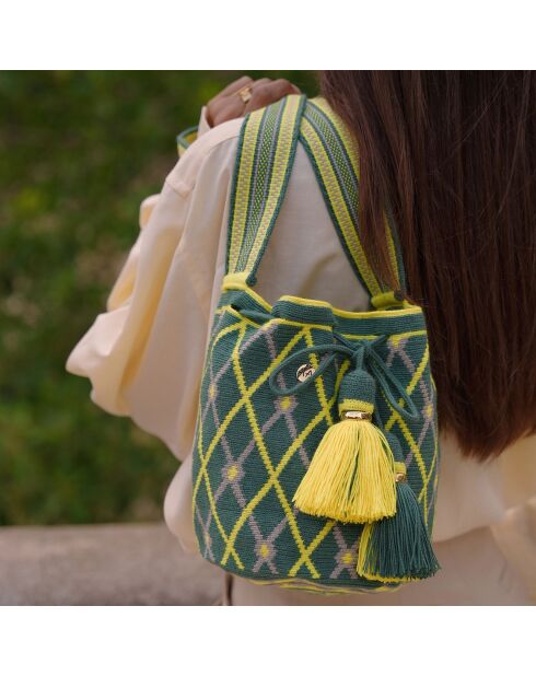 Sac porté épaule Large Bosque vert/jaune - 22x18 cm