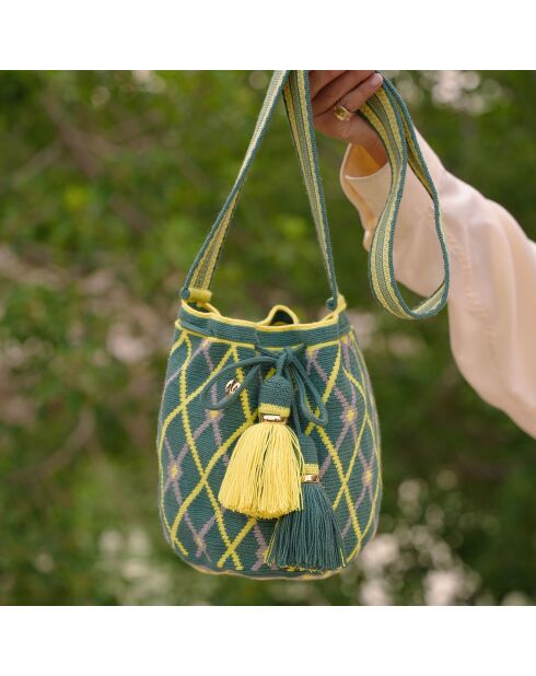 Sac porté épaule Large Bosque vert/jaune - 22x18 cm
