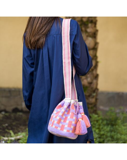 Sac porté épaule Large Canasto violet/rose - 22x18 cm