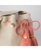 Sac porté épaule Large Canasto beige/violet/rose - 22x18 cm