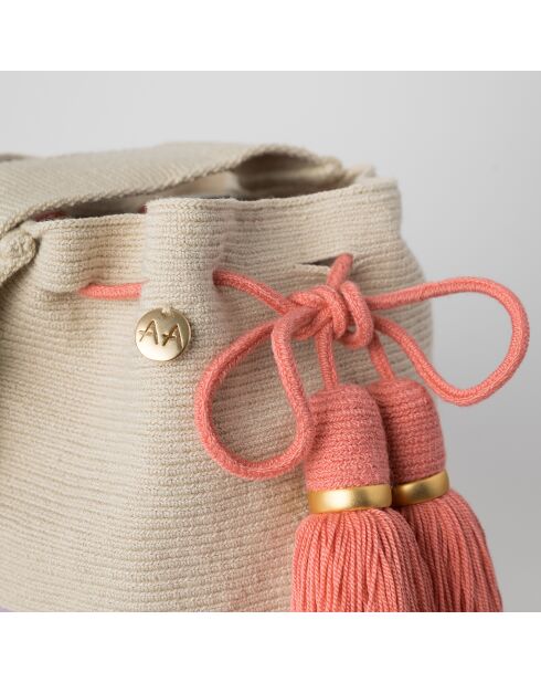 Sac porté épaule Large Canasto beige/violet/rose - 22x18 cm