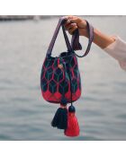 Sac porté épaule Small Colmena bleu marine/rose - 18x15x23 cm