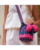 Sac porté épaule Small Colmena bleu marine/rose - 18x15x23 cm