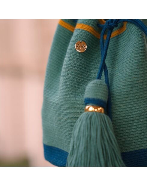 Sac porté épaule Large Colmena vert/bleu/jaune - 22x18 cm