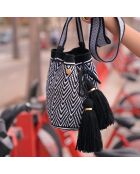 Sac porté épaule Large Escama noir/blanc - 22x18 cm