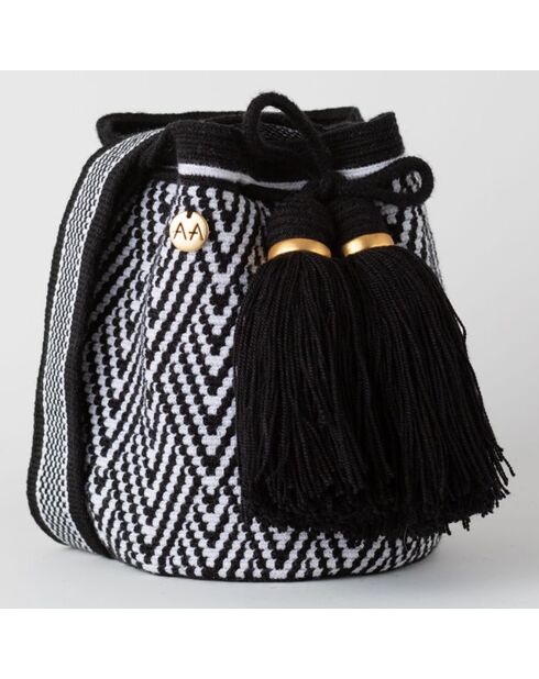 Sac porté épaule Small Escama noir/blanc - 18x15x23 cm