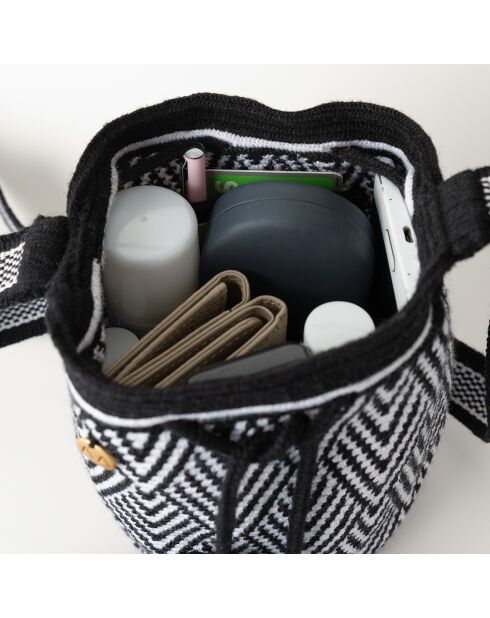 Sac porté épaule Small Escama noir/blanc - 18x15x23 cm