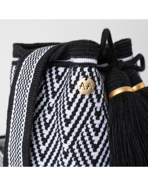 Sac porté épaule Small Escama noir/blanc - 18x15x23 cm