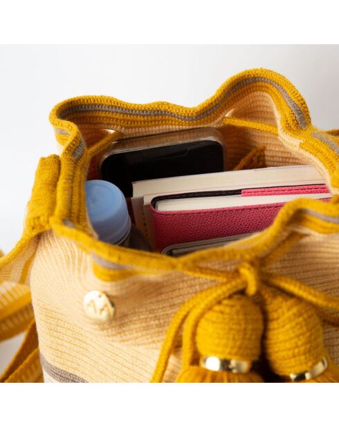Sac porté épaule Large Estrella jaune/beige - 22x18 cm
