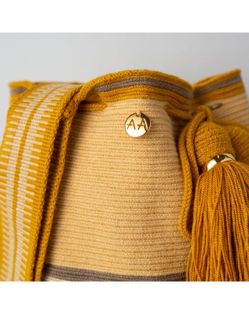 Sac porté épaule Large Estrella jaune/beige - 22x18 cm