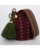 Sac porté épaule Small Fiera rouge bordeaux/vert - 18x15x23 cm