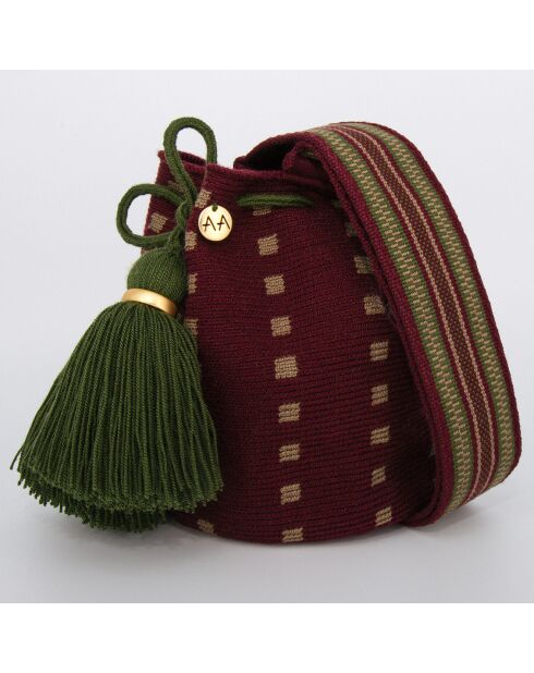 Sac porté épaule Small Fiera rouge bordeaux/vert - 18x15x23 cm