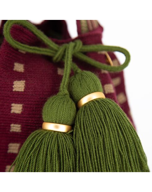 Sac porté épaule Small Fiera rouge bordeaux/vert - 18x15x23 cm