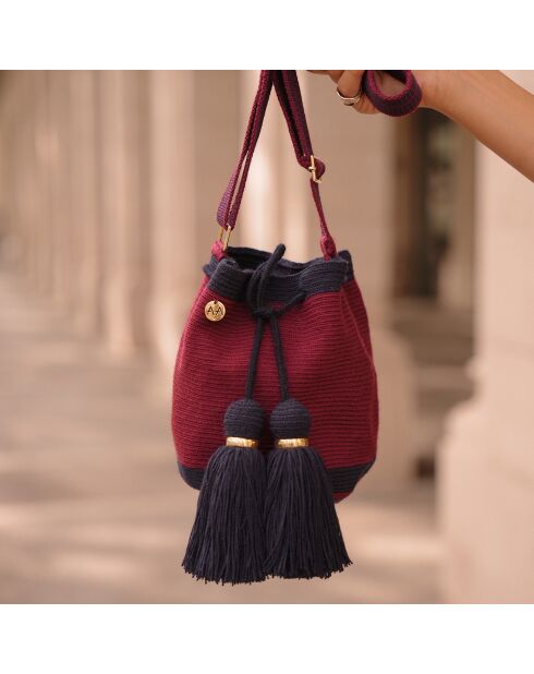 Sac porté épaule Ajustable Small Marina rouge bordeaux/bleu - 18x15x23 cm