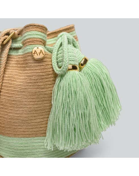 Sac porté épaule Ajustable Small Marina beige/vert - 18x15x23  cm