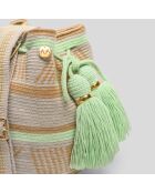 Sac porté épaule Ajustable Large Marina beige/vert - 22x18 cm
