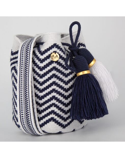 Sac porté épaule Small Olas Blanc Marine blanc/bleu marine - 18x15x23 cm