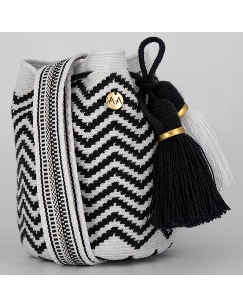 Sac porté épaule Small Olas blanc/noir - 18x15x23 cm