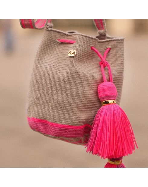 Sac porté épaule Small Carola beige/rose - 22x18 cm