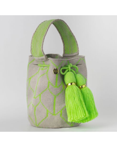 Sac à main Carola gris/vert - 18x13 cm