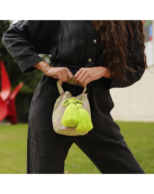 Sac à main Carola gris/vert - 18x13 cm