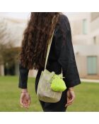 Sac porté épaule Large Carola beige/vert - 22x18 cm