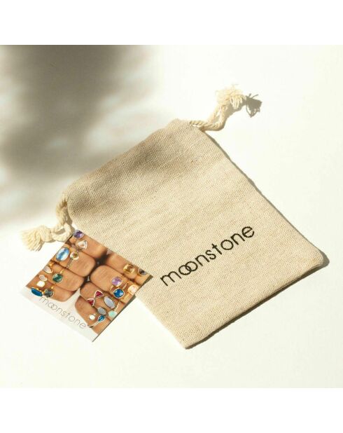 Bague Ella Onyx en laiton argenté