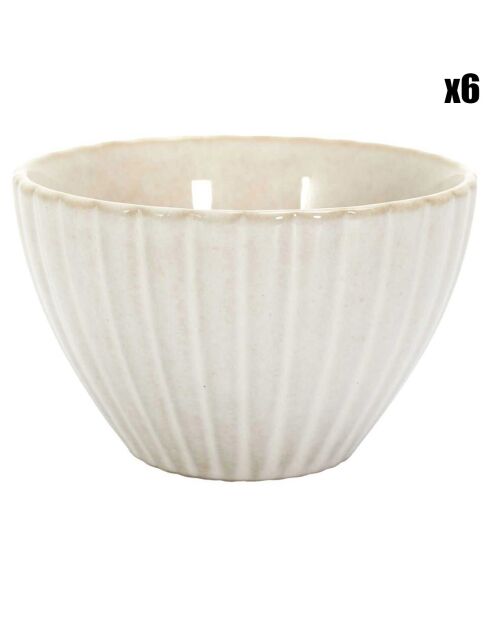 6 tazas Flora beige - 11x7x11 cm