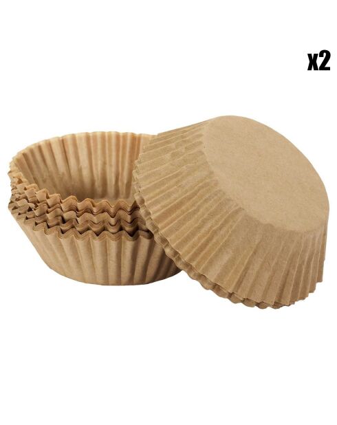 2 Paquets de 60 Moules à muffin kraft marron - 7.5x5x7.5 cm