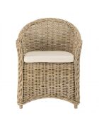 Fauteuil en kubu avec coussin d'assise kally marron - 67x66x85 cm