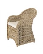 Fauteuil en kubu avec coussin d'assise kally marron - 67x66x85 cm