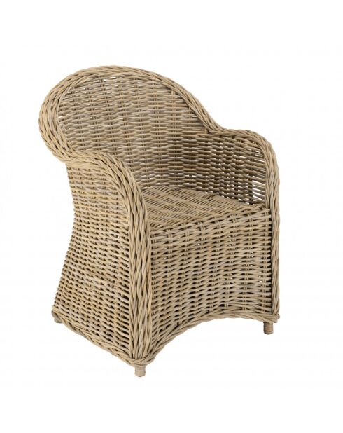 Fauteuil en kubu avec coussin d'assise kally marron - 67x66x85 cm