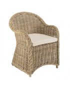 Fauteuil en kubu avec coussin d'assise kally marron - 67x66x85 cm