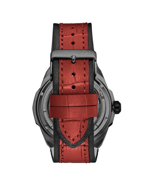 Montre Homme en Cuir Navigator Automatique 46mm rouge/noir